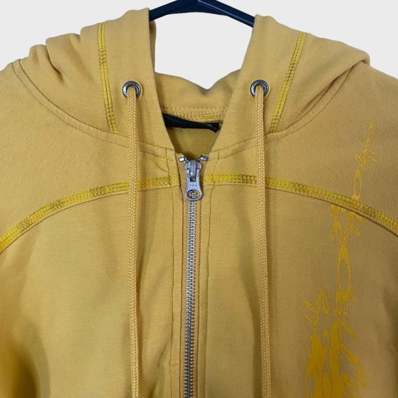 Y2K Oakley Graphic Zip-Up Hoodie Womens Size Small Yellow Long Sleeve Sweatshirt - Picture 5 of 13